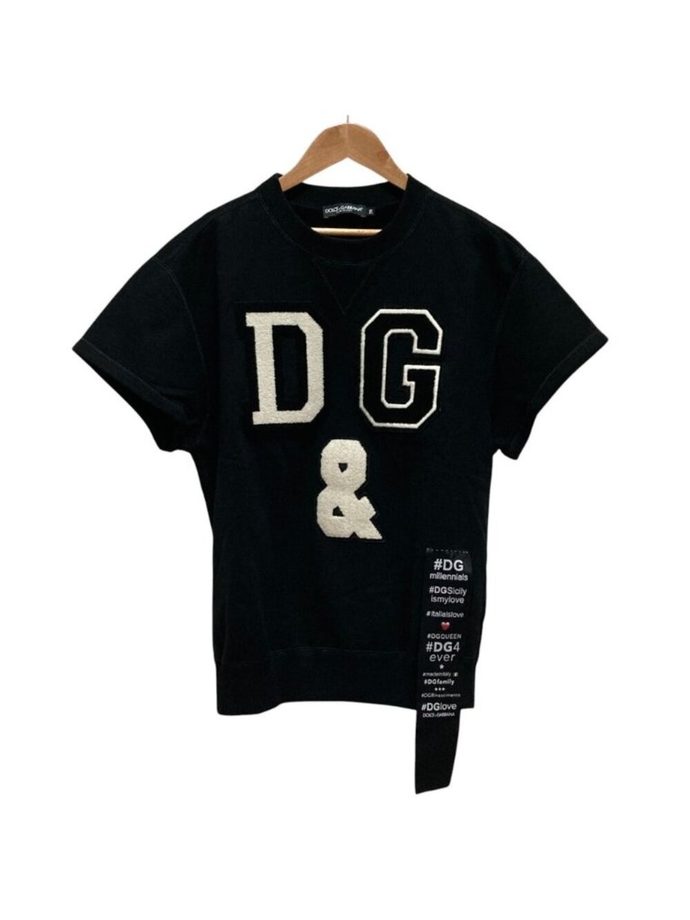 Dolce & Gabbana DG Logo Patch Short Sleeve Sweatshirt Black 38